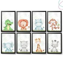 Kit 8 Quadros Decorativos Infantil Safari Baby