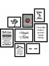 Kit 8 Quadros Decorativos Placas Sorte Fé Deus