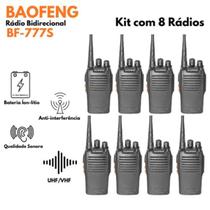 Kit 8 Rádio Baofeng BF-777S Walkie Talkie UHF com Carregador Base