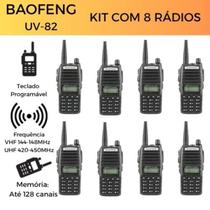 KIT 8 Rádio Baofeng UV-82 Profissional Dual Band com Carregador de Mesa