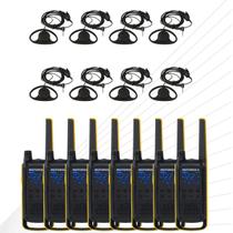 Kit 8 Rádio Motorola Walkie Talkie T470BR Com Fones Resistente