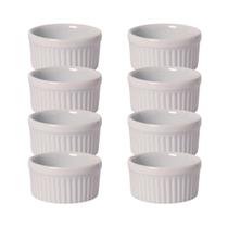 Kit 8 Ramekin Canelado 6,5cm 90ml em Porcelana Branca