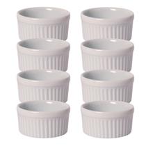 Kit 8 Ramekin Canelado 9cm 230ml em Porcelana Branca
