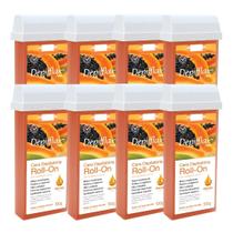 Kit 8 Refil Cera Depilatoria Corporal Profissional Depilação Roll On Depilflax Mamao 100g