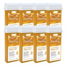 Kit 8 Refil Cera Depilatoria Corporal Profissional Depilação Roll On Depilflax Natural 100g