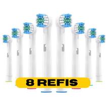 Kit 8 Refil Escova Elétrica Compatível Oral B Cerdas Premium para Limpeza Profunda