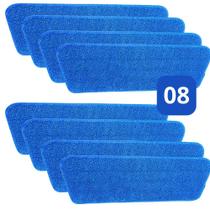 Kit 8 Refil Mop Spray Esfregão Microfibra Alta Limpeza Azul