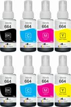 Kit 8 Refil Tinta Para Epsonn T664 L395 L575 L365 L120 Tintas compatíveis