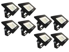 Kit 8 Refletor de Led 10W 6500K Bivolt Branco Frio Holofote Kit 8 Refletor de Led 10W 6500K Bivolt Branco Frio Holofote