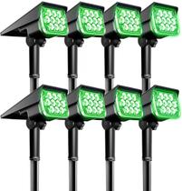 Kit 8 Refletor Ecoforce Solar 6 Leds Verde 10x Mais Forte Spot Jardim 18751 Á Prova De Água Luminária Sem Fio Liga Automaticamente