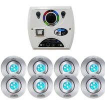 Kit 8 Refletor Hiper Led Rgb 9W Com Comando Four Fix Wi-Fi