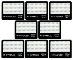Kit 8 Refletor Led 200w Holofote Bivolt Ip67 Branco Frio
