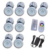 Kit 8 Refletor Led RGB Piscina 6w Veico Com Controle e Fonte