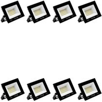 Kit 8 Refletor Led Volter Ip65 50w 6500k Preto 4000lm