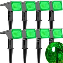 Kit 8 Refletor Solar Jardim 6 Leds Verde Amarela 10x Mais Forte Luminária Spot Jardim Sem Fio