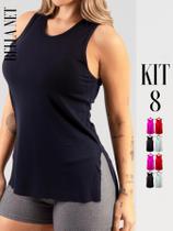 Kit 8 Regatas Básicas Femininas Para Academia - Multicolorido - G