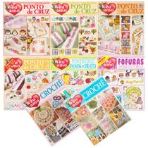 Kit 8 Revistas Bordados Modernos Eu Amo Ponto Cruz e Croche Panos de Prato Cama Mesa