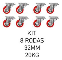 Kit 8 Rodas Rodinha Giratórias Borracha 1,25 32mm Até 20kg - Hrma Utilidades
