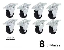 Kit 8 RodÃzio GiratÃ³rio Sem Trava Preto Pequeno Bicama