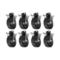 Kit 8 Rodinhas 152Mm Ferro Com Borracha 6'' Pol Placa Fixa