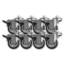 Kit 8 Rodinhas p/ Móveis 2 Pol BP c Freio c Placa Giratória