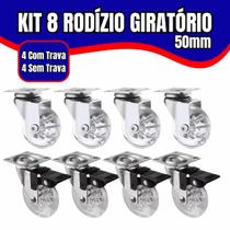 Kit 8 Rodízio Giratório Em Gel Rodinha Silicone Para Móveis 50mm 4 Com Freio 4 Sem Freio Anti Risco