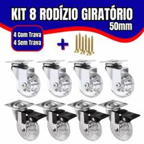 Kit 8 Rodízio Giratório Em Gel Rodinha Silicone Para Móveis 50mm 4 Com Freio 4 Sem Freio Anti Risco