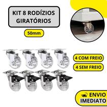 Kit 8 Rodízio Giratório Em Gel Rodinha Silicone Para Móveis 50mm