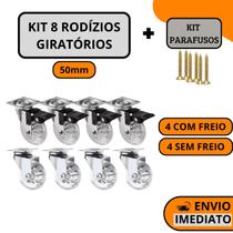 Kit 8 Rodízio Giratório Gel Rodinha De Silicone Com Parafusos 50mm