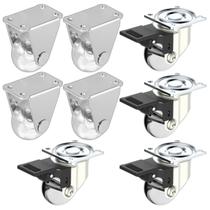 Kit 8 Rodizio Placa Gel 35mm (4 Girat. C/ Trava + 4 Fixo)