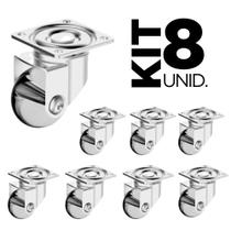 Kit 8 Rodízio Silicone Gel Sem Freio 35mm Pequeno P/ Móveis e Equipamentos