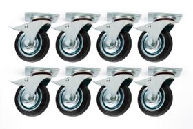 Kit 8 Rodízios Giratórios 3 Polegadas Borracha com Freio 40kg Reforçado Industrial