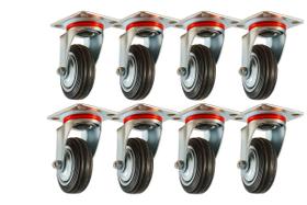 Kit 8 Rodízios Giratórios 3 Polegadas Borracha - Suporta até 40 kg Cada - Durabilidade e Qualidade