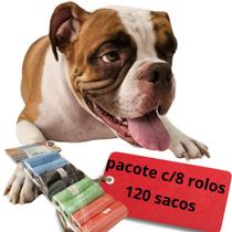 Kit 8 Rolinhos Saquinhos/Refil Lixo Coco Pet/Gato Cachorro