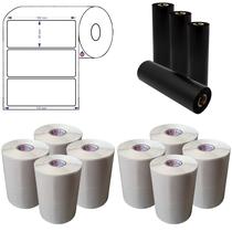 KIT 8 Rolos Etiqueta Couché 100x40mm e 4 Ribbons Cera KIT 8 Rolos Etiqueta Couché 100x40mm e 4 Ribbons Cera