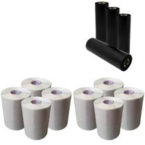 KIT 8 Rolos Etiqueta Couché 100x90mm e 4 Ribbons Cera KIT 8 Rolos Etiqueta Couché 100x90mm e 4 Ribbons Cera