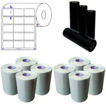 KIT 8 Rolos Etiqueta Couché 34X23mm e 4 Ribbons Cera KIT 8 Rolos Etiqueta Couché 34X23mm e 4 Ribbons Cera