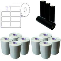 KIT 8 Rolos Etiqueta Couché 50x25mm e 4 Ribbons Cera KIT 8 Rolos Etiqueta Couché 50x25mm e 4 Ribbons Cera