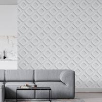 Kit 8 Rolos Papel De Parede Adesivo Abstrato 3D Branco 3,0M Kit 8 Rolos Papel De Parede Adesivo Abstrato 3D Branco 3,0M