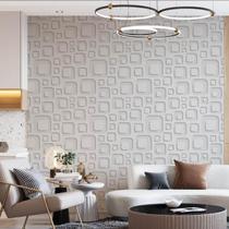 Kit 8 Rolos Papel De Parede Adesivo Abstrato 3D Branco 3,0M