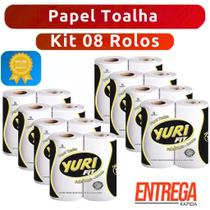Kit 8 Rolos Papel Toalha Branco para Cozinha Yuri Fit Kit 8 Rolos Papel Toalha Branco para Cozinha Yuri Fit