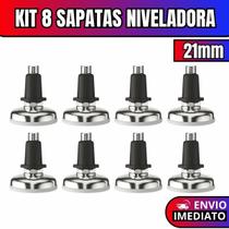 Kit 8 Sapata Niveladora Pé Nivelador Base Pezinho Para Móveis Com Bucha 21mm Kit 8 Sapata Niveladora Pé Nivelador Base Pezinho Para Móveis Com Bucha 21mm
