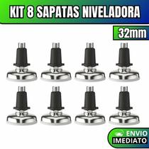 Kit 8 Sapata Niveladora Pé Nivelador Base Pezinho Para Móveis Com Bucha 21mm