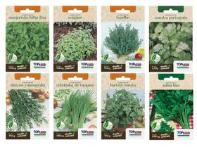 Kit 8 Sementes de Horta Temperos Alecrim Cebolinha Hortela Manjericao Oregano Tomilho Coentro Salsa Natural