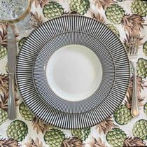 Kit 8 Serviços Americanos Jacquard Abacaxi Verde fundo Branco - 35x45cm Kit 8 Serviços Americanos Jacquard Abacaxi Verde fundo Branco - 35x45cm