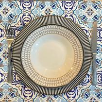 Kit 8 Serviços Americanos Jacquard Azulejo Azul Português - 35 x 45cm