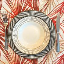 Kit 8 Serviços Americanos Jacquard Ramos Vermelho - 35 x 45cm Kit 8 Serviços Americanos Jacquard Ramos Vermelho - 35 x 45cm