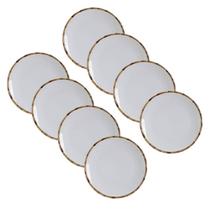 Kit 8 Sousplat Branco Borda de Bambu 34cm Scalla 1ª Linha Kit 8 Sousplat Branco Borda de Bambu 34cm Scalla 1ª Linha