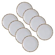 Kit 8 Sousplat Branco Borda de Bambu 34cm Scalla 1ª Linha Kit 8 Sousplat Branco Borda de Bambu 34cm Scalla 1ª Linha