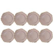 Kit 8 Sousplat De Cha Bege C/Dourado 25Cm Diametro Rafimex